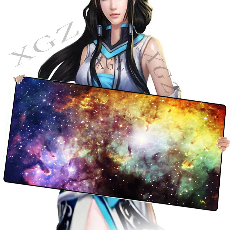 

XGZ Large Game Mouse Pad Fantasy Star Black Locking Edge Custom Home Computer Desk Mat Rubber Non-slip 900x400/600x300 Xxl