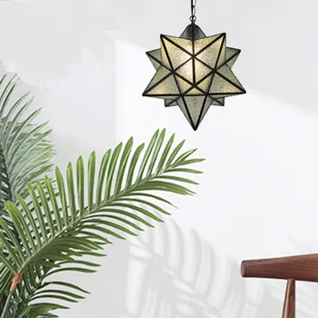 

LED Pendant Light Modern Moravian Star Hanging Lamp Large Glass Star Lights For kitchen Hallway Bedroom Coffee Bar Front Door