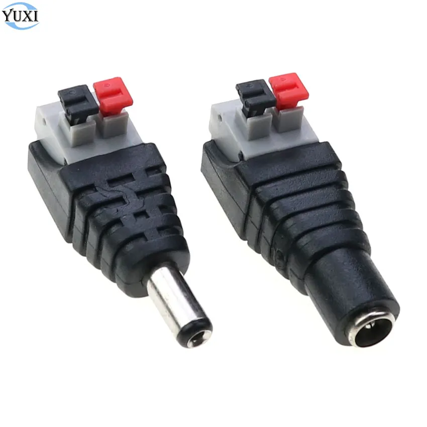 

YuXi 5.5*2.1mm DC Male Female Wire Connector 5.5x2.1mm No Screws DC Power Plug Jack Adapter for 3528/5050 LED Strip CCTV Camera