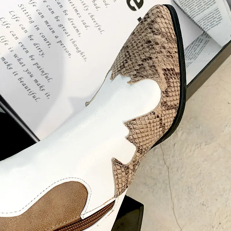 Sgesvier big size 48 women knee high boots snake mixed colors autumn winter long boots pointed toe fashion shoes woman