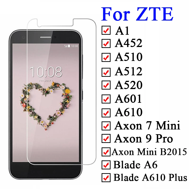 Защитный Стекло на zte A512 A6 A510 A520 A601 A610 лезвие плюс Axon 9 Pro 7 мини A1 A452 6 512 601 Экран протектор 5
