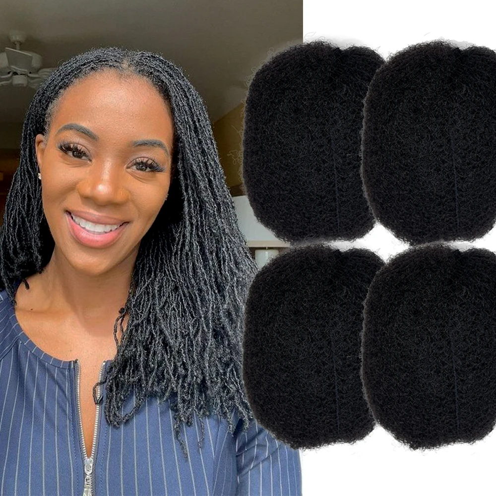 Tight Afro Kinky Human Hair,Ideal for Making,Locs Repair,Extensions,Twist,Braids 4 Bundles/Package #1 Jet Black