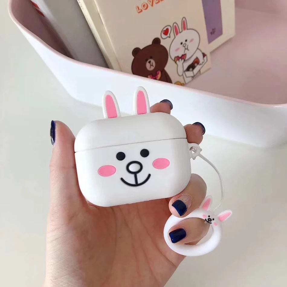 1076B 3D чехол для наушников для Airpods Pro Чехол милый силиконовый фруктовый вышивка поросёнок Мультяшные наушники чехол для Apple Air pods 3 Pro Чехол s сумка - Цвет: 1076B