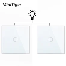 Minitiger ue 1 gang 2 vias controlador de luz parede automação residencial inteligente interruptor toque à prova dwaterproof água e à prova fogo 2 unidades/pacote