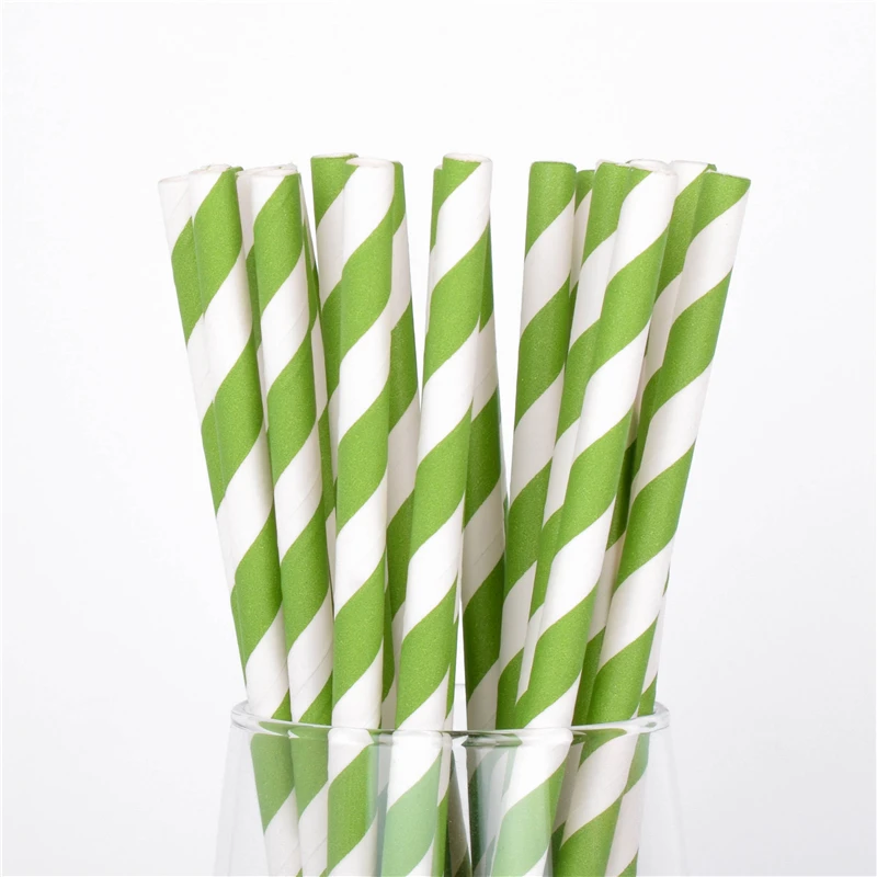 Lime Green Stripe 100 шт бумажная соломинка для питья полосатая соломенная детская Свадебная душевая декорация подарочные вечерние принадлежности для мероприятий - Цвет: Lime Green Stripe