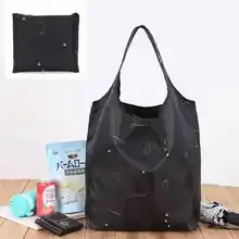 New women's thick polyester reusable shopping bag handbag portable environmental shopping bag foldable large capacity shoulder b