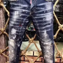 DSENQI Новые мужские джинсы Рваные для DSQ джинсы брюки байкерские Джинсы Верхняя одежда мужские брюки A167