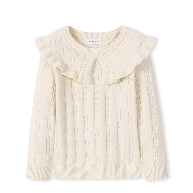 Balabala Children wear baby sweater head girls sweater new autumn children's Korean version fashion clothes - Цвет: Vanilla white