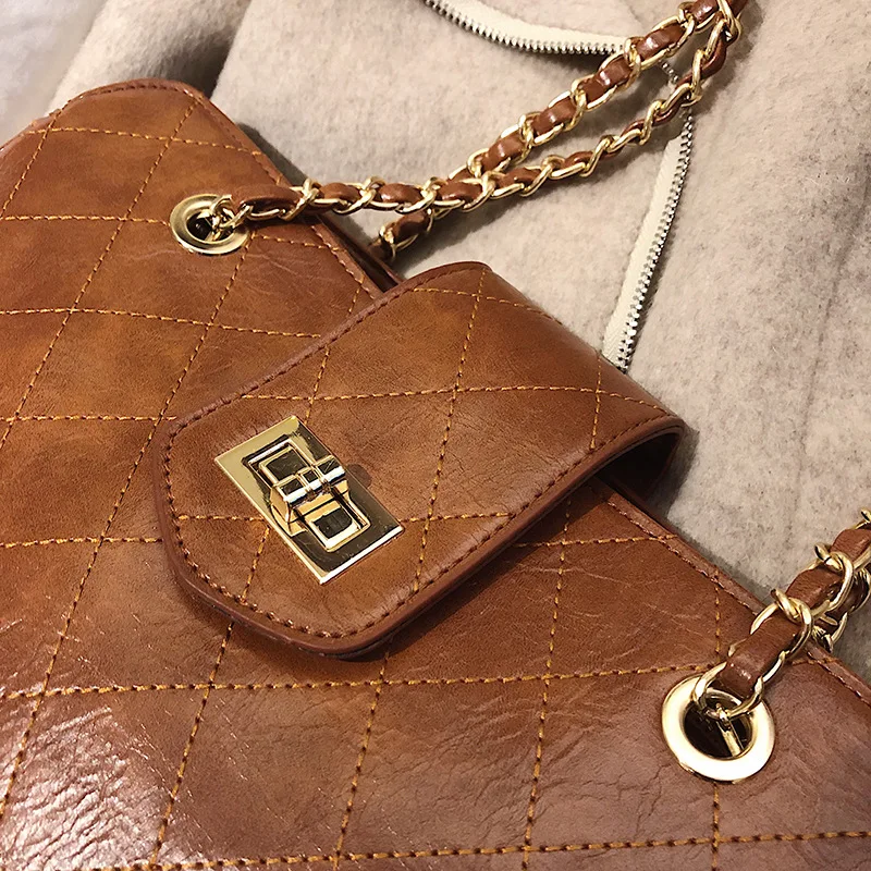 

2019 Early Spring New Style Large-Volume Car Suture Generous Bag Lock Chain Shoulder WOMEN'S Bag