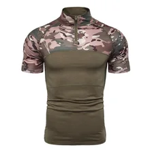 Мужской Быстросохнущий пуловер с коротким рукавом, футболка с отворотом, топы для улицы, тактическая, для кемпинга, альпинизма, дышащая камуфляжная футболка, майка