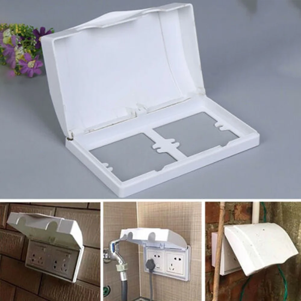 

New Double Socket Protector Electric Plug Cover Baby Child Safety Box UK Socket protection box connected to the waterproof box