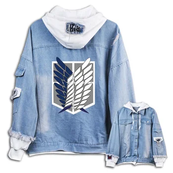

2019 New Attack on Titan hoodie Anime Eren Jaeger clothing Men Women jeans Coat Long-Sleeve denim jacket