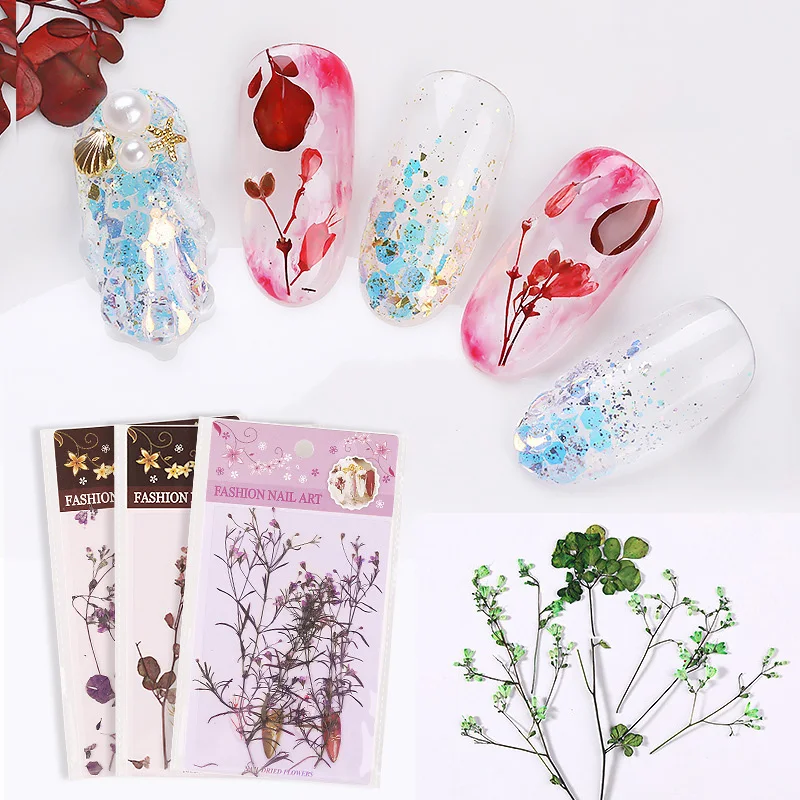 

Japanese-style Natural Dried Flowers Nail Art Decorations 3D Gel Polish Accessories DIY Whole Dried Floral With Leaves For Nails