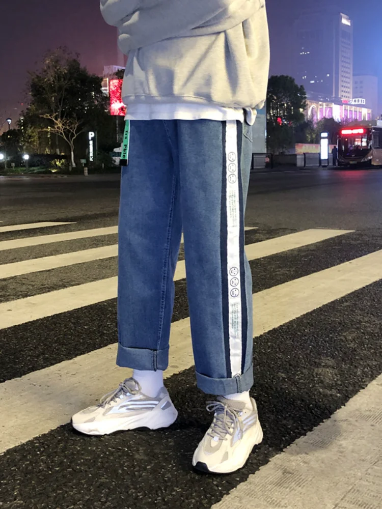 ICCLEK 2021Q Autumn New Product Jeans Men's Loose Straight Pants Fashion Wide Leg Pants Loose Men's Jeans Biker Jeans