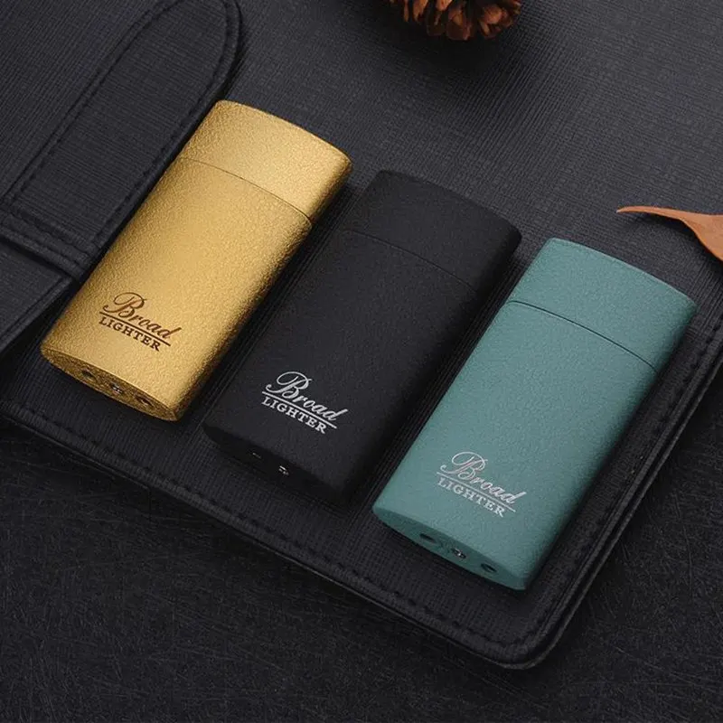 Ultra-thin Portable Metal Lighters Frosted Red Flame Inflatable Windproof Lighter Fashion Men and Women Cigarette Lighter