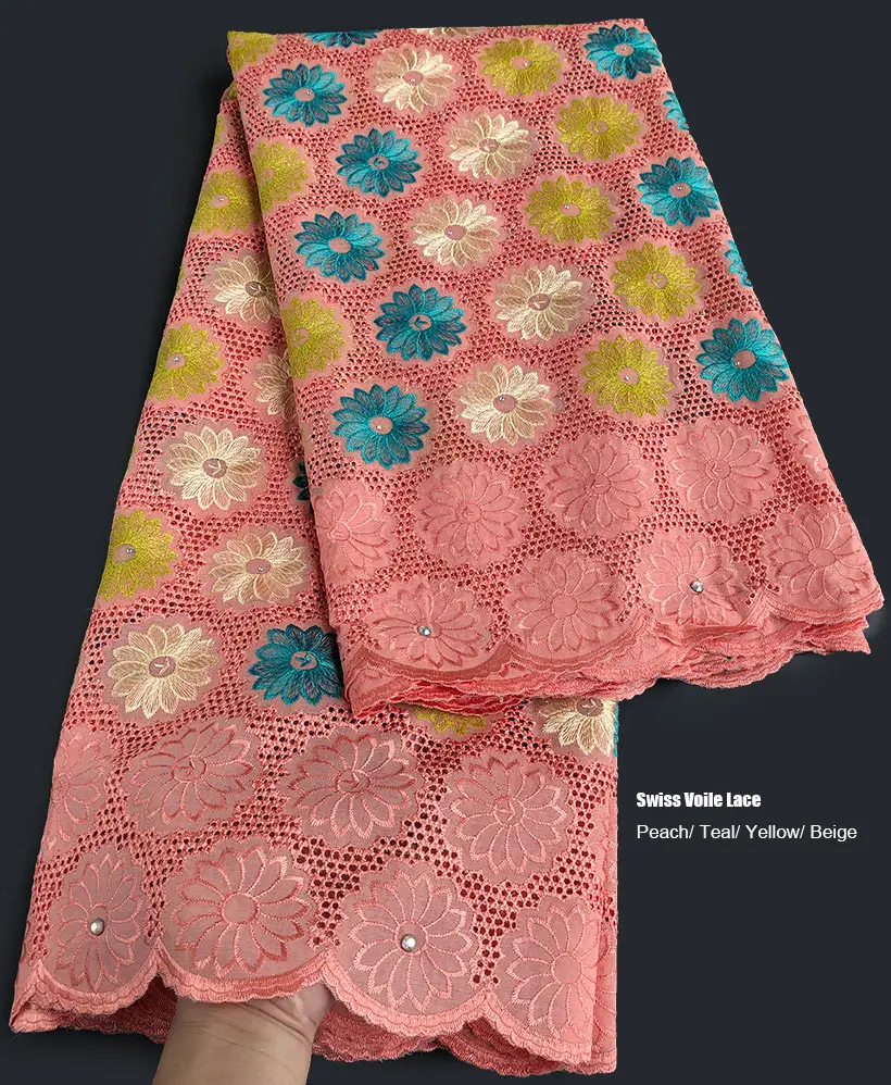 Кружевная швейцарская вуаль 5 ярдов модная африканская хлопчатобумажная ткань с