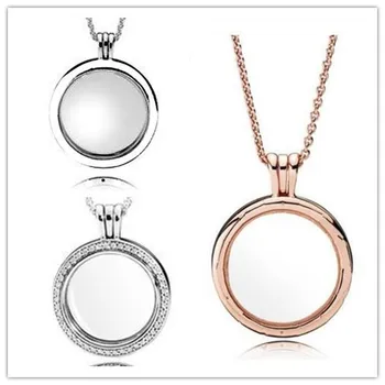 

925 Sterling Silver Model Floating Locket Heart Key Box Necklace For Women Wedding Party Pandora Jewelry