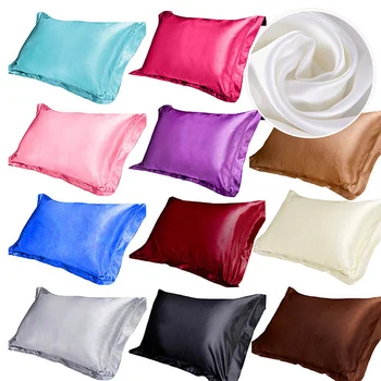 

Pure Emulation Silk Satin Pillowcase Comfortable Pillow Cover Pillowcase For Bed Throw Single Pillow Covers