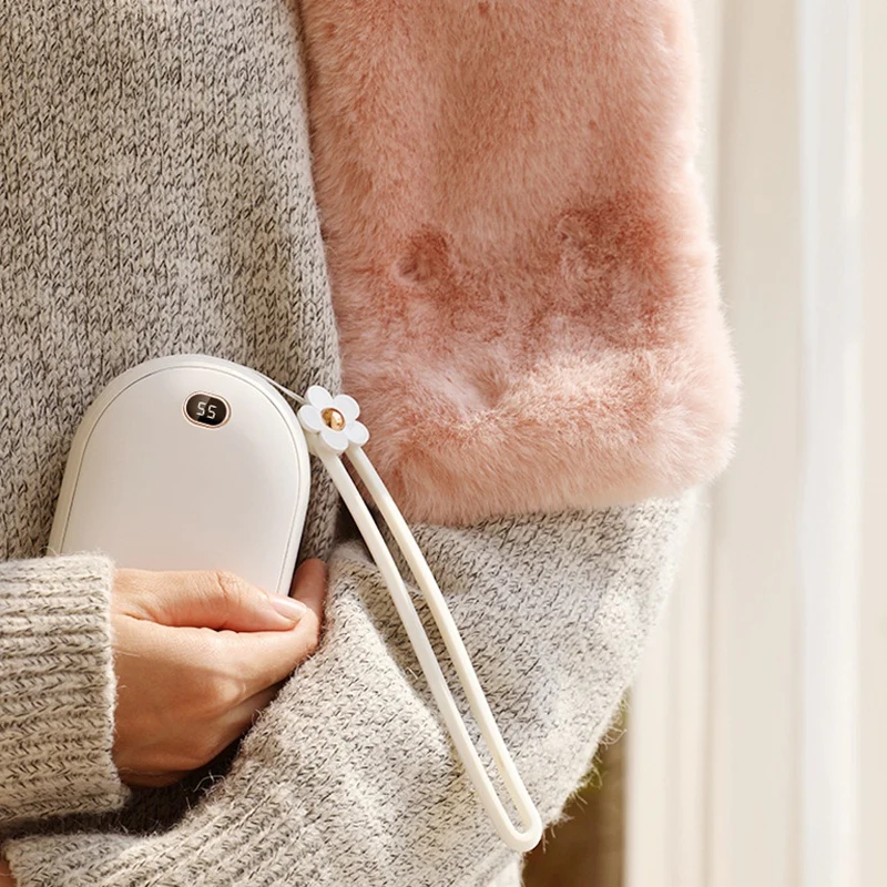 Портативный USB Перезаряжаемый мини-обогреватель с температурным дисплеем для путешествий креативный теплый зимний теплый белый