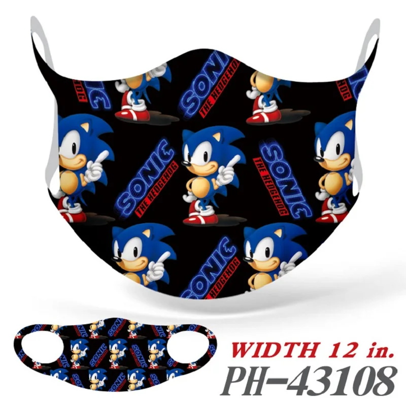 4 стиль Sonic зубная щётка игры маски для лица рта из хлопка с мультяшными рисунками