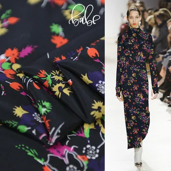 

Floral print silk stretch crepe fabric stretch silk crepe de chine silk fabric,SCDC1150