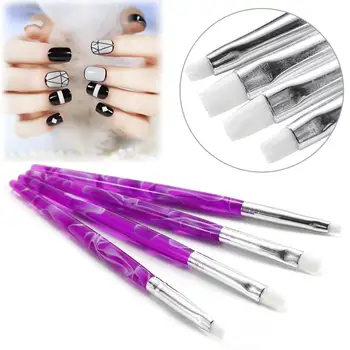 

4PCs/Set Painting Brush Nail Art UV Gel 3D Manicure Wave Pattern Handle Draw Pen Non-corroding Nail Polish Builder Nail Brushes