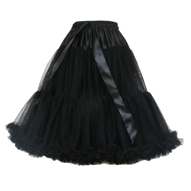 black 55cm 55 см длина Белый, Черный, Красный подъюбник для Косплей свадьбы выпускного вечера Тюль Нижняя юбка нижняя юбка-кринолин рокабилли качели юбка-пачка - Цвет: black 55cm