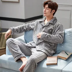 Sexy Robe Dressing Gown Winter New Men's Pajamas Coral Velvet Pajamas Men's Thickened Flannel Home Wear