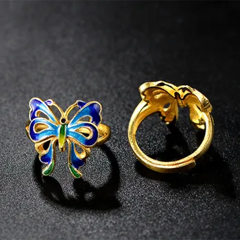 

925 Sterling Silver Butterfly Ring National Style Personality Vintage Jewelry Adjustable