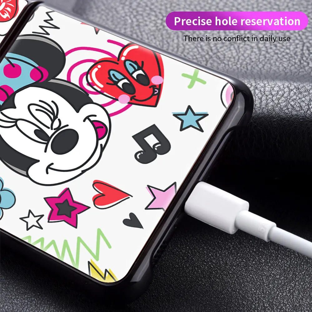 Lovely Disney Mickey Shockproof Cover for Samsung Galaxy Z Flip Flip3 5G Black Phone Case Shell Hard Fundas Coque Capa case for samsung z flip 3