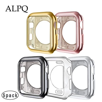 

5pcs/Set Protector Case For Apple Watch 4 3 2 1 40mm 44mn 360 Clear TPU Cover Full Case For Iwatch 4 3 2 1 38mm 42mm Solid Color