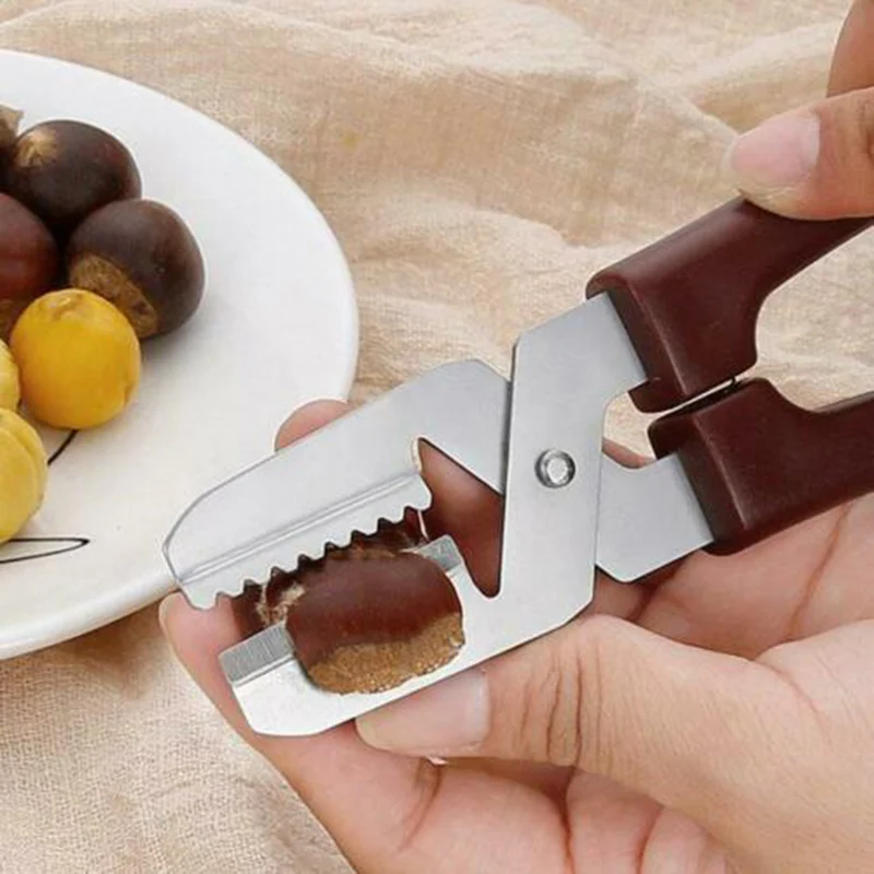 Chestnut Cut Scissors Portable Stainless Steel Walnuts Nuts Opener Clip with Spring QP2