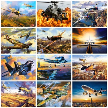 

Evershine Diamond Embroidery Aircraft Mosaic Diamond Painting Kit Scenery Full Square Rhinestones Art Home Decoration