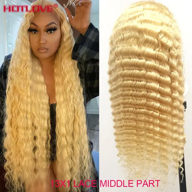 613 Honey Blonde 13x1 Lace Frontal Human Hair Wigs