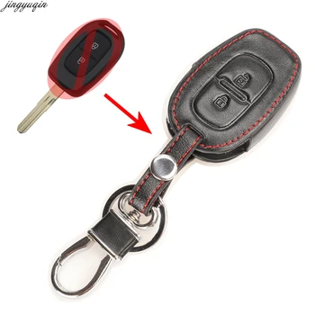 

jingyuqin 2BTN Remote Car Key Leather Cover Case For Renault kwid Symbol Trafic for Dacia Sandero Logan Duster 2016-2018
