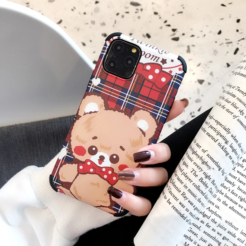 Британский ветер Рождество Медведь Анти-осень чехол для телефона для iphone 11promax XS Max X XR 8 7 6 Plus задняя крышка мягкий IMD чехол для телефона s