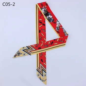 

New Style Hot Scarf Cartoon Small Animal Printed Silk Scarf Women's Arm Bag Handle Ribbon-Style Decorative Scarf Hair Bands