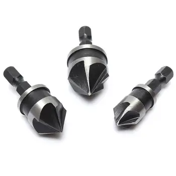 

3pcs/Set Adjustable Tapered Countersink Drill Bits Woodworking Reaming Hand And Power Tool Accessories