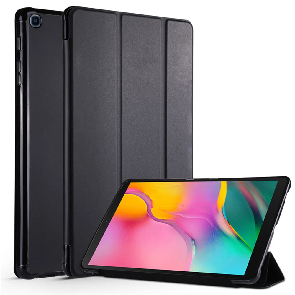 

Tablet Case For Samsung Galaxy Tab A 10.1" Leather Smart Sleep Wake Funda Trifold Stand Solid Cover Capa For Sm-t510/t515 Dropsh
