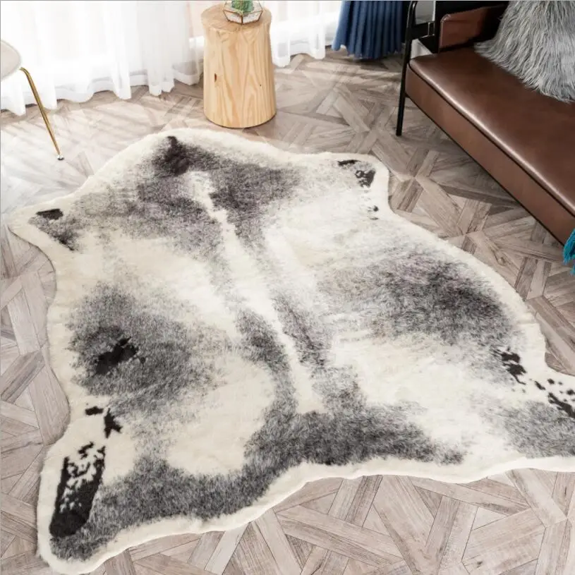 

Nordic imitation Badger pattern Rug faux skin leather NonSlip Antiskid Mat washable Animal print Carpet for living room bedroom