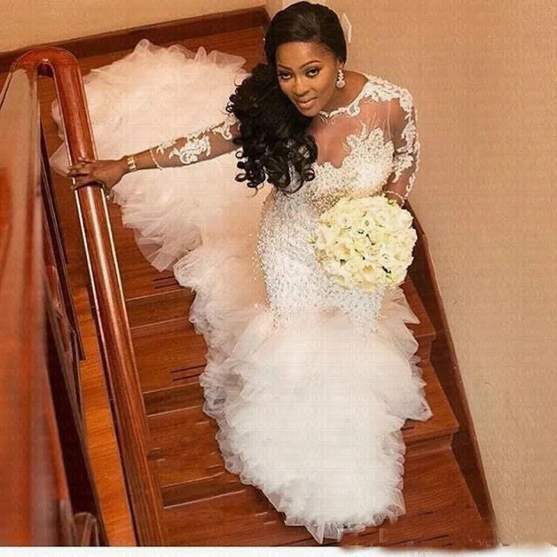 Amazing Train African Mermaid Wedding Dresses 2022 Gorgeous Lace Arabic Country Bridal Gown Bride Dress | Свадьбы и торжества