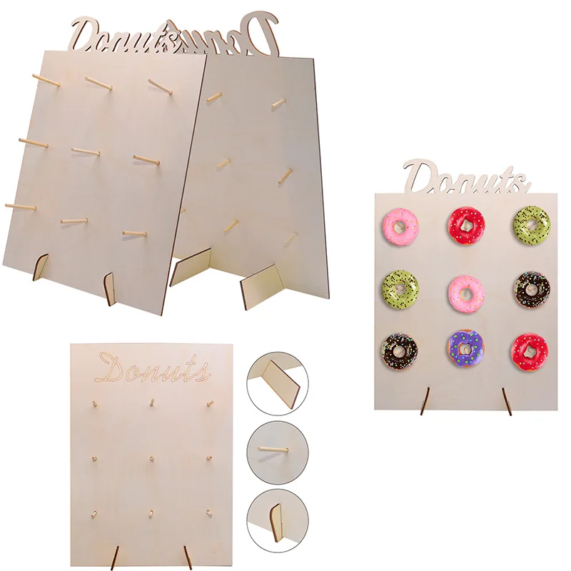 

Creative Wooden Donut Wall Stand Party Table Decoration Baby Shower Donut Holder Doughnut Party Birthday Wedding Donuts Decor