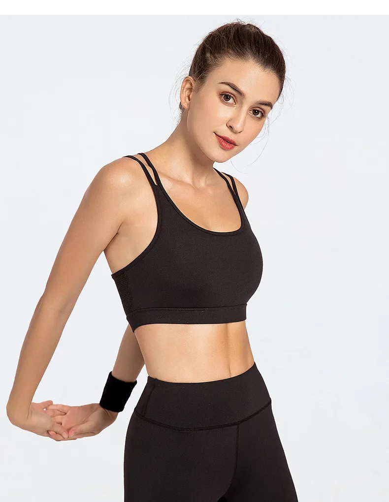 Women Sports Bra Push Up Yoga Tops Crop Active Wear Gym Fitness Shockproof Brassiere Shirt Running Bra Sportswear Female