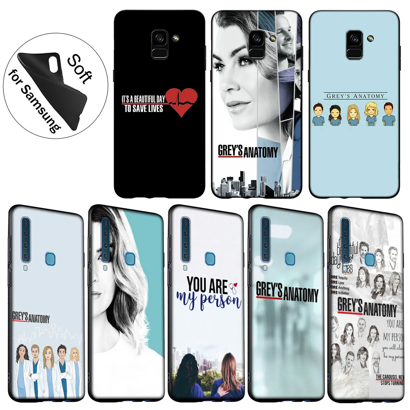 IYICAO American TV Greys Anatomy Nurse doctor Pattern Case for Samsung Galaxy J8 J7 Duo J6 J4 Plus A2 Core Prime 2018 Cover |