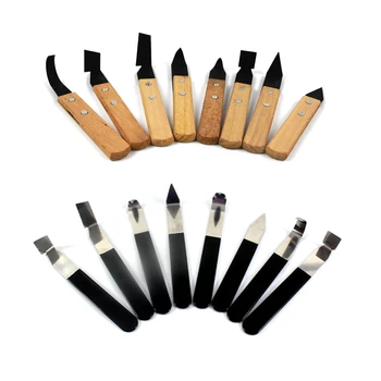 

Pottery 8-piece Carving Tool Trimming Cutter Head Ceramic Tool Wooden Handle Leather Handle Set Carving Polymer Shaper Clay Tool