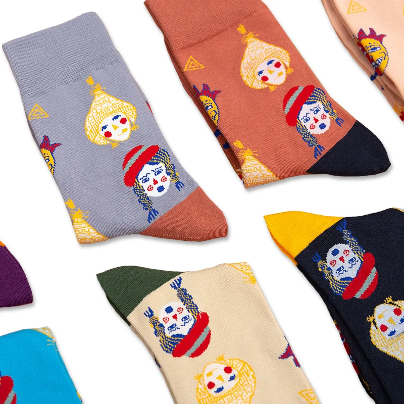 LOUGONGZI graphic socks funny sox creative happy color art pattern cotton fashion geometric hosiery novelty patterned sandal