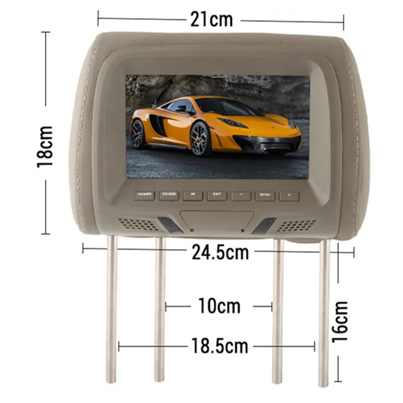 Универсальный автомобильный 7 дюймов Подушка монитор TFT светодиодный Экран общий Автомобильный подголовник монитор бежевый/серый/черный цвет AV USB SD MP5 FM Динамик