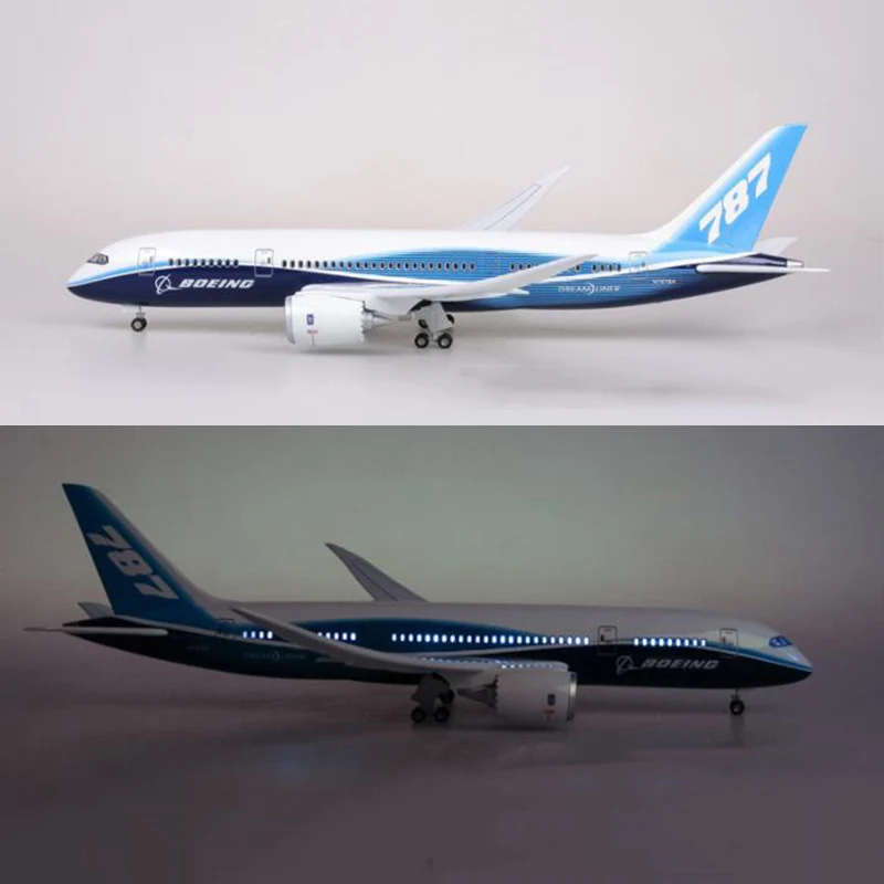 1/130 Scale 47CM 787 Airplane Model Toys B787 Dreamliner Aircraft Model W Light & Wheels Landing Gear Diecast Resin Plane Gifts