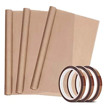 

3 Pack 16 x 20inch PTFE Teflon Sheet and 3 Rolls 10mm x 3 Heat Resistant Sublimation Tape for Heat Press Transfer