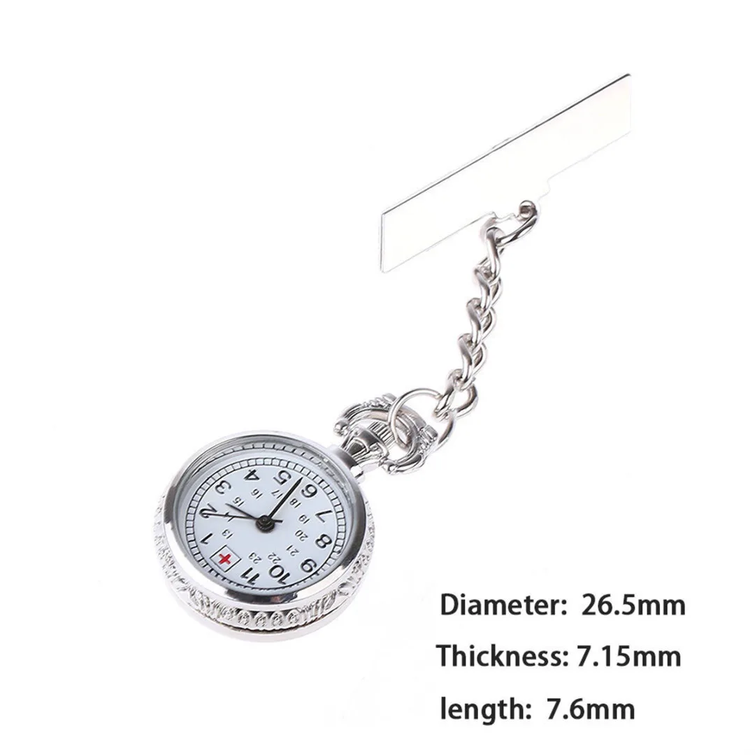 Pocket Watch Simple Silver Color Metal Chain Clip On Pendant Chain Pocket Fob Watches For Medical 4